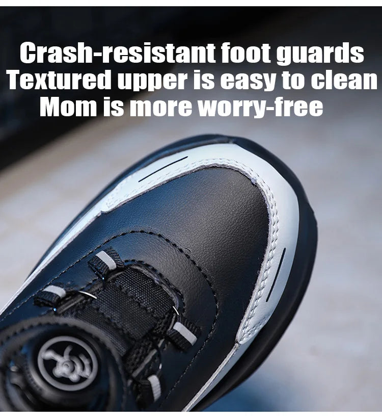 Boys Anti-Slip Waterproof Leather Running Shoes Outdoor Sports Walking Shoes Comfort Kids Sneakers For Autumn Winter 5-16 Years.