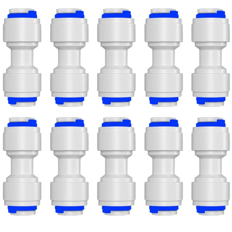 10PCS RO Water Hose Connection Straight Elbow Tee 1/4" Coupling Plastic Quick Pipe Fitting Reverse Osmosis Connector