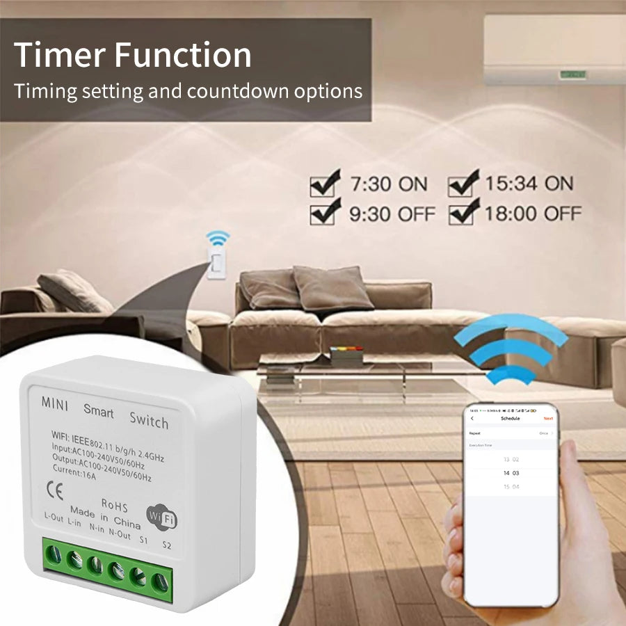16A 20A Tuya WiFi Smart Switch 2-Wege-Steuerung Mini Smart Breaker Arbeit mit Smart Life Alexa Google Home Alice.