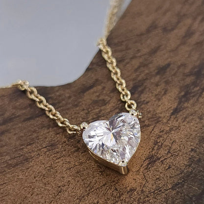 1-3Carat Heart Cut Moissanite Pendant Necklace for Woman S925 Silver Plated 18k Gold Solitaire Diamond Neckchain  Certified.