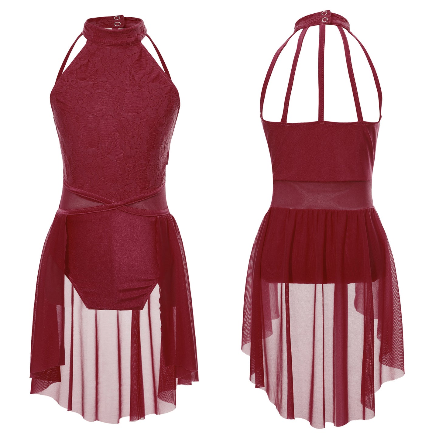 Mädchen Ballett Gymnastik Trikot lyrischen Tanz kleid ärmellose florale Spitze Tutu Tanz kleidung für Eiskunstlauf Bühnen performance