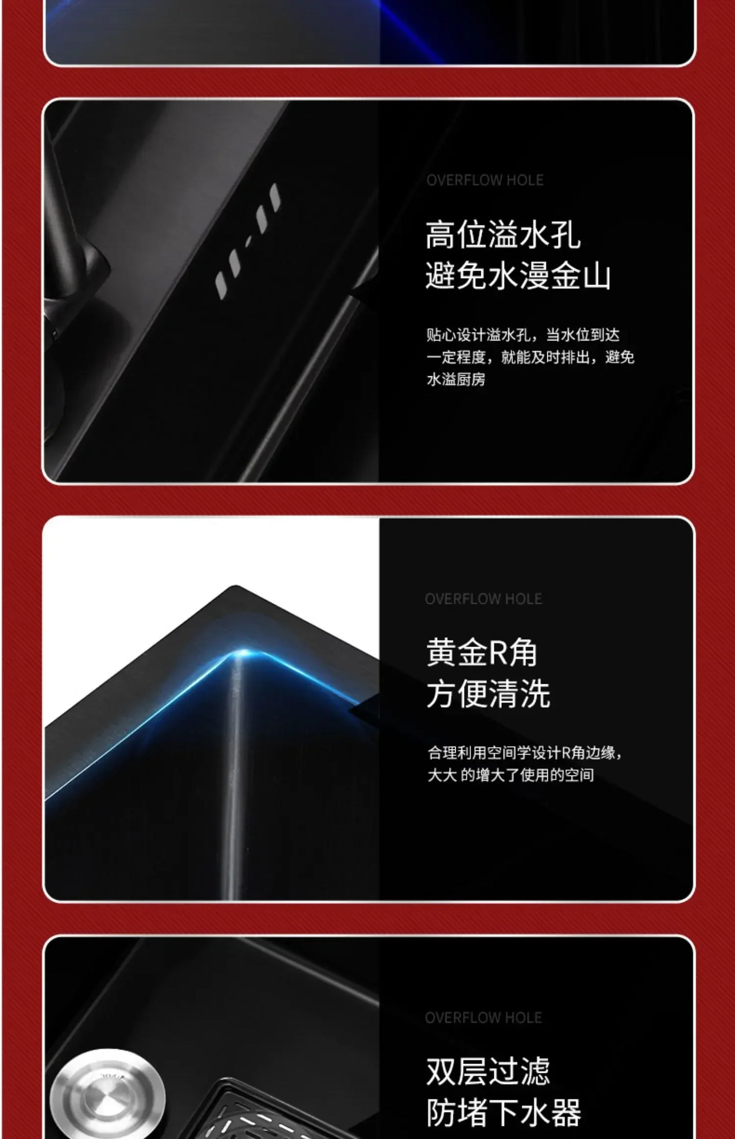 55 cm x 32 cm, 304 Nano-Edelstahl, versteckter Waschbecken-Klapphahn mit großem Einzelschlitz und Abdeckplatte, Bartheke, Tassenscheibe