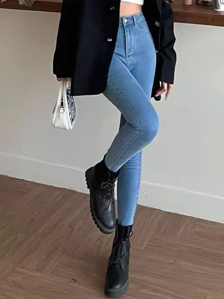 Woman Large Size Streetwear Sexy Stretch Denim Pants High Waist Skinny Pencil Jeans Spring Korean Fashion Casual Kot Pantolon.