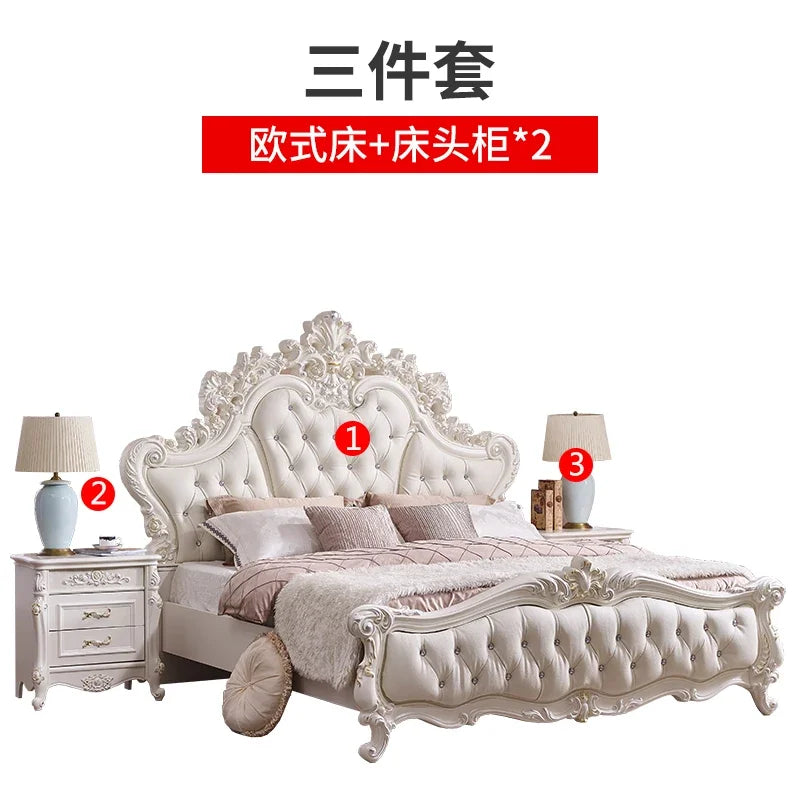 Gold Luxus gestepptes Doppelbett Holz Vintage weiche Einzelkopfteile Doppelbett Erwachsene Zuhause Camas De Dormitorio Möbel