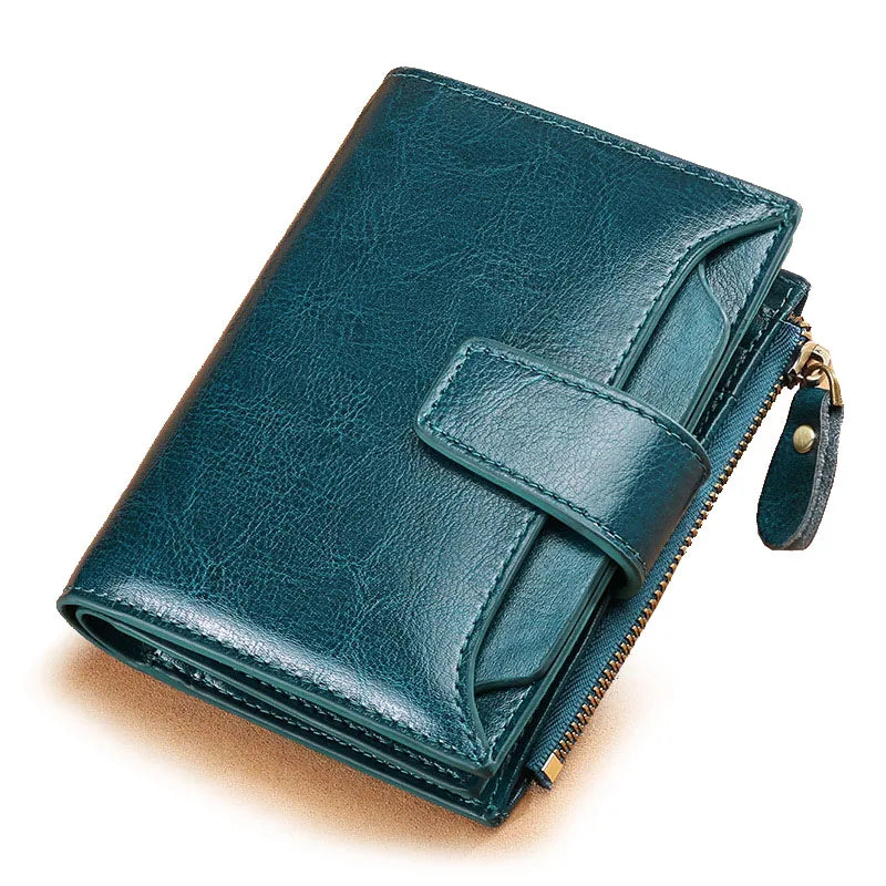 2024 New Short Women Wallets Genuine Leather Zipper Coin Pocket Women Purse Name Engraved Quality Card Holder Kpop Female Wallet