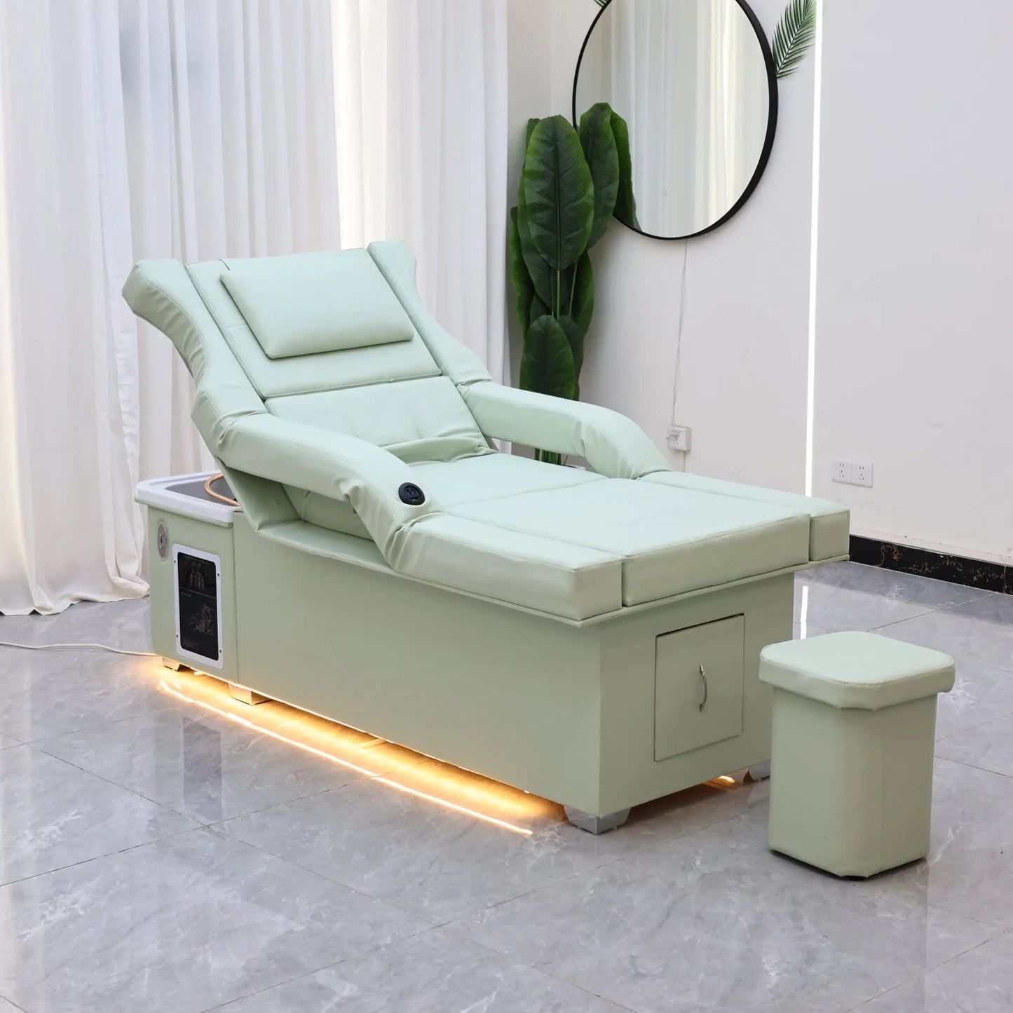 XinSheng 2025 Elektrischer Lift-Shampoo-Bett-Massagetisch – All-in-One-Salonstation mit Begasung, Fußbad und Haarwaschbecken