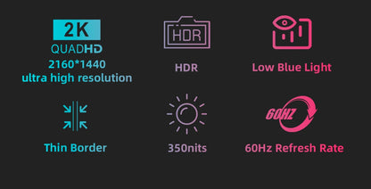ZSUS 2160*1440  14-inch 2K Portable Monitor 60HZ For Laptop XBox PS4 / 5 Switch TV Box Cell Phone PC Extension  Mobile.