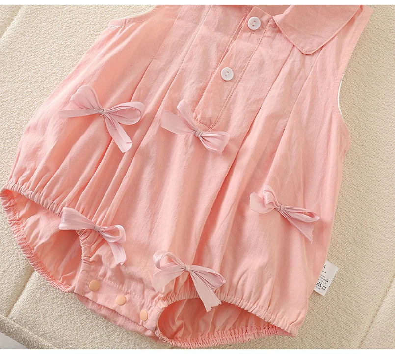 Sommer Säuglings Body Kleidung 3-24M Nette Schleife Kleinkind Neugeborene Artikel Baby Dünne Lose Ärmel Ein Stück.