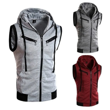 2025 New Fashion Zipper Cardigan Sweater Mens Sleeveless Hooded Vest Jacket Plus Size S-4XL Streetwear Vest Hoodies.