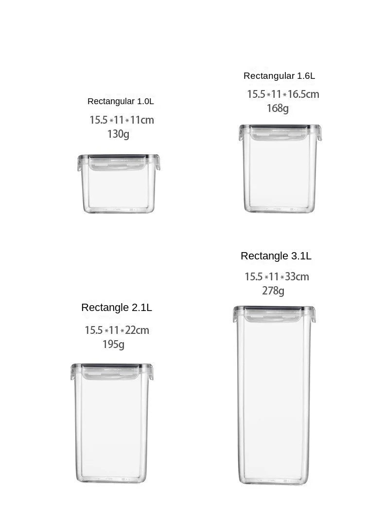 Airtight Food Storage Containers With Lids Thickened Transparent Square Jars For Kitchen Pantry Organization - Dry Food Cereal.