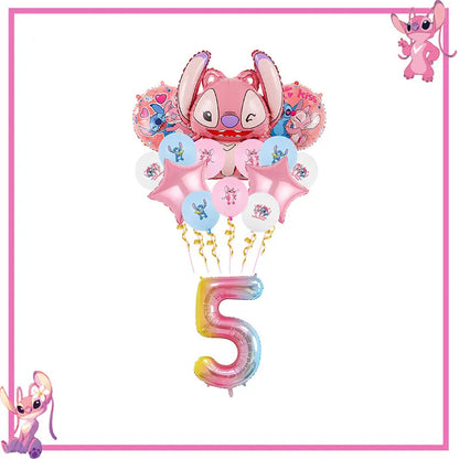 Disney Rosa Stich Geburtstag Party Dekorationen Geschirr Set Tischdecke Hintergrund Banner Für Kinder Geburtstag Dekorationen Lieferungen