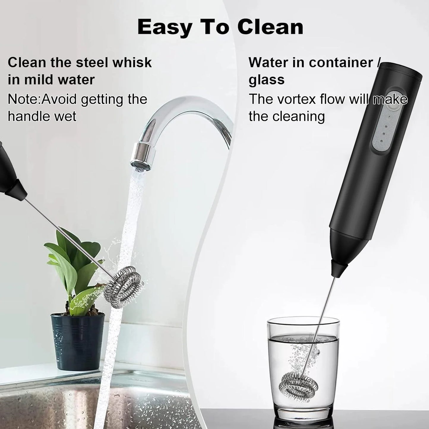 MINI Milk Frother USB Rechargeable 3 Speeds Foam Maker Coffee Whisk Mixer Electric Handle Blender Egg Beater.