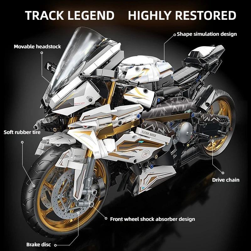 TOYLINX Alloy Motorcycle Desktop Decorations 2045PCS Racing Building Block Model  Kid Toys Christmas Easter Festive Gift Giving.