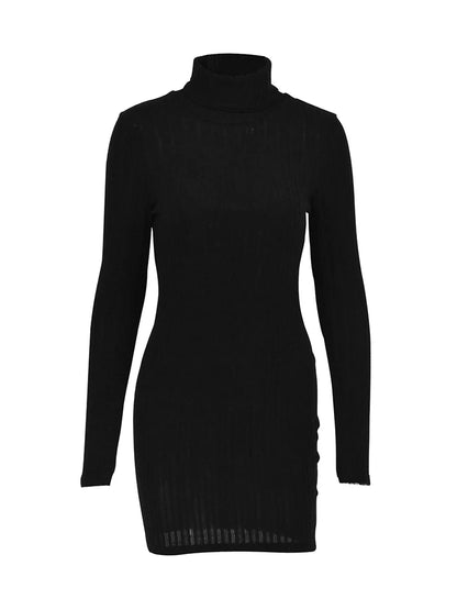 Neue Feste Kleid Frauen Elegante Party Herbst Winter Rollkragen Mit Langen Ärmeln Sexy Mantel Mini Kleider Bodycon Club Gestrickte Kleid.
