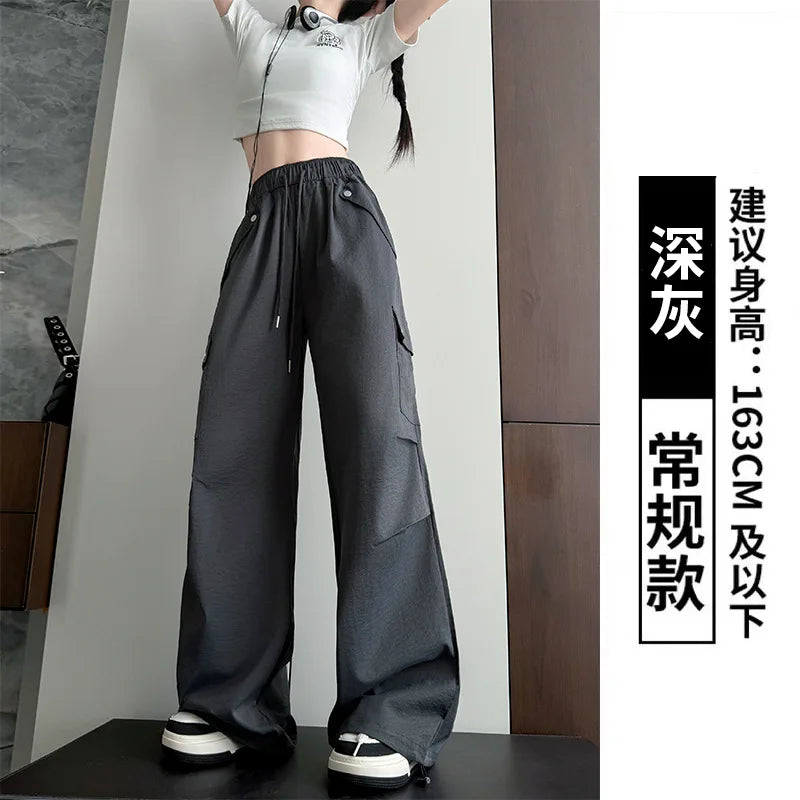 Amerikanischer Fallschirm mit niedriger Taille für Damen im Frühling und Herbst 2022, neue Bergsteiger-Jogginghose mit weitem Bein, schlanke Sport-Arbeitshose.