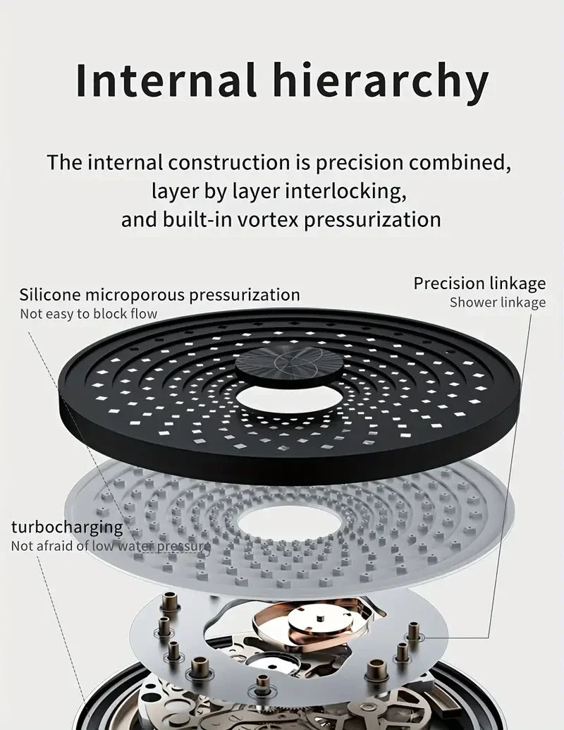 25cm Top Spray Large Water Volume Booster Shower Head Pressurized Single Head Home Bathroom Shower Head Set