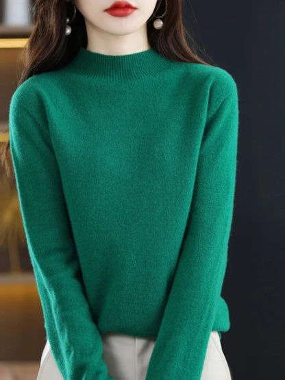 2025 Women's Casual Knit Tops Half-neck Pullover In Autumn And Winter New Cashmere Sweater Women's Coat 19 Colors.