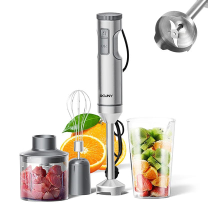 Hand Immersion Blender Powerful 4-in-1,Stainless Steel Stick Food Mixer,700ml Mixing Beaker,500ml Processor,Whisk.