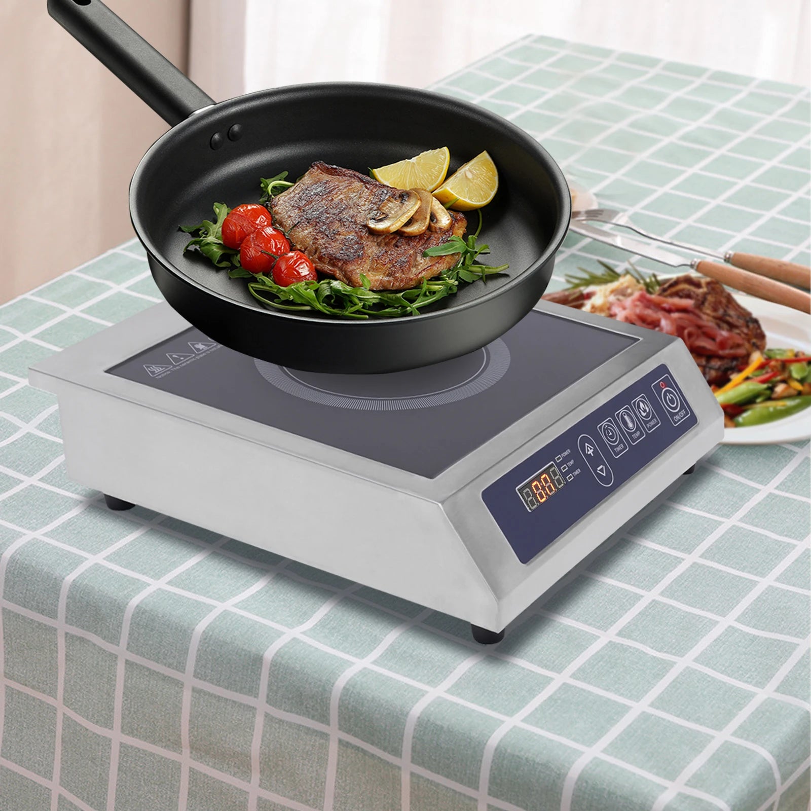 Sweetmile Induction cooking plate 3500 W with Touch Control and black crystal plate 220 V.