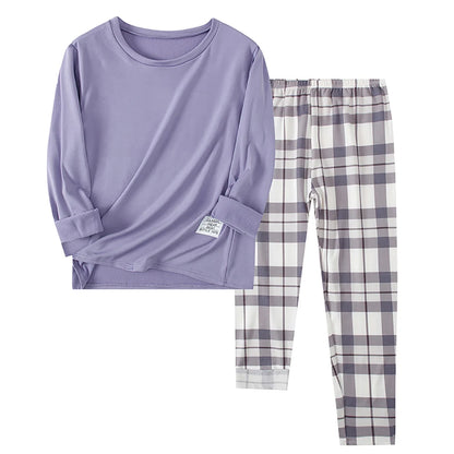 2-teilige Langarmhose im Herbst und Winter, geschliffene und verdickte Pyjamas für Männer und Frauen, Heimkleidung für Jugendliche.