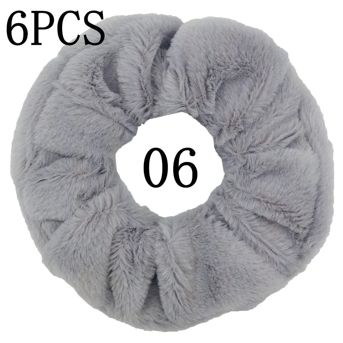 6pc Hair Scrunchies Furry Elastic Band Women Girl Ponytail Holder Rubber Ties Accessories Plush Faux Fur Soft Chiffon Headband