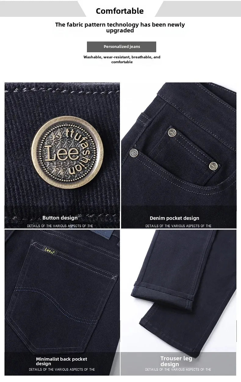 2024 herbst/Winter Neue männer Jeans Business Lose-Fit Gerade Bein Hohe Taille Baumwolle Casual Trendy hosen