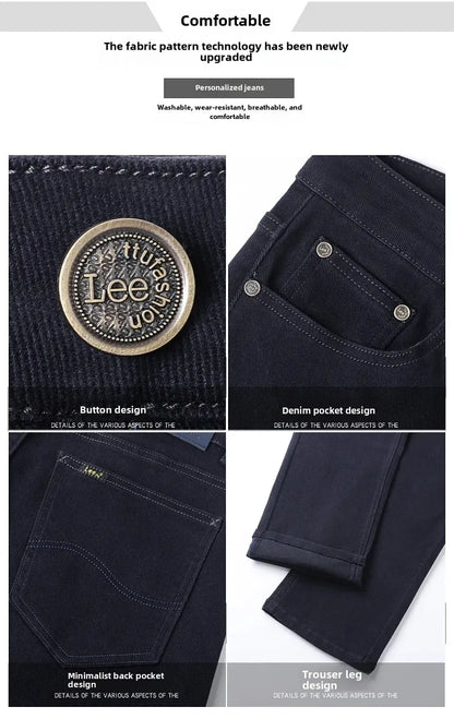 2024 herbst/Winter Neue männer Jeans Business Lose-Fit Gerade Bein Hohe Taille Baumwolle Casual Trendy hosen