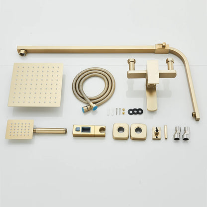 Gold Brushed Shower System 3 in 1 with Rain Handheld Shower Swivel Spout Shower For Bathroom Bathtub Shower Faucet