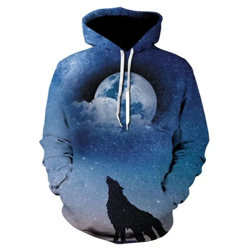 3D Print Autumn/Winter Men Hoodies Casual Oversized Animal Wolf Graphics  Pullover Trend Hoodie Harajuku Sweatshirt Men Clothing.