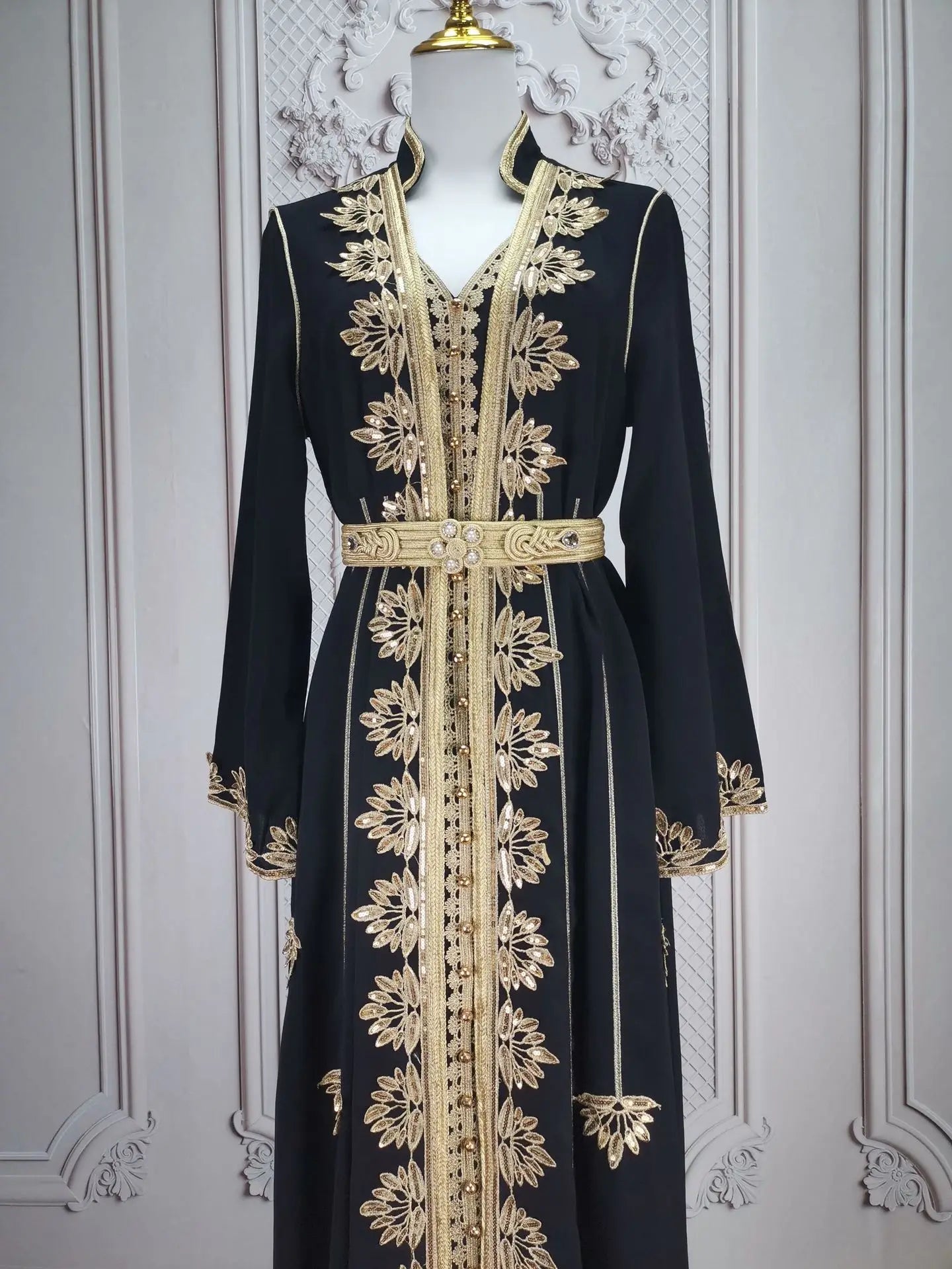 Eid muslimische Frauen Party Stickerei Kleider 2 Stück Set Jalabiya Ramadan Islam Vestidos arabische Robe Marokko Dubai Abayas Kaftan