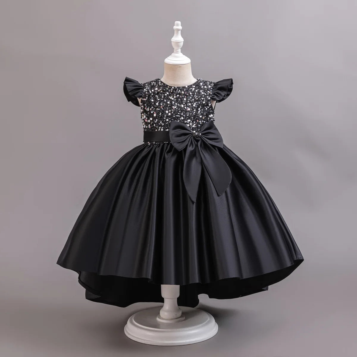 Performance Formelles Partykleid für Mädchen, Kinderkleidung, Paillettenkleider, aktive Kleider für Mädchen, Kinderkleidung, Schwarz, 3 bis 10 Jahre.