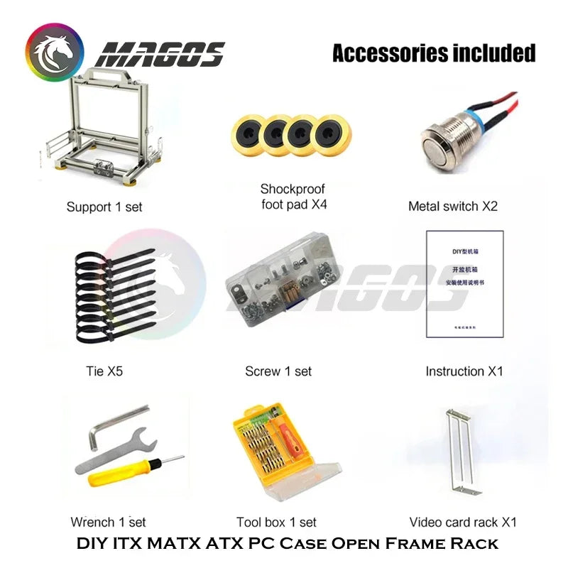 DIY Gamers Cabinet MOD ITX MATX PC Case Open Frame Aluminum Creative ATX Tower Desktop Gaming Computer Chassis Rack.