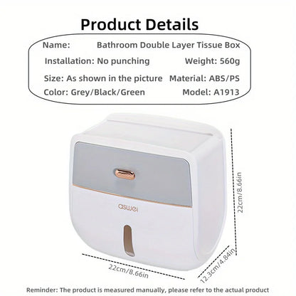 1 Stück Toilettenpapierhalter ohne Bohren, Badezimmer-Organizer |   Selbstklebende Wandhalterung für Taschentücher/Tücher, Badezimmer-Taschentuchabgabe