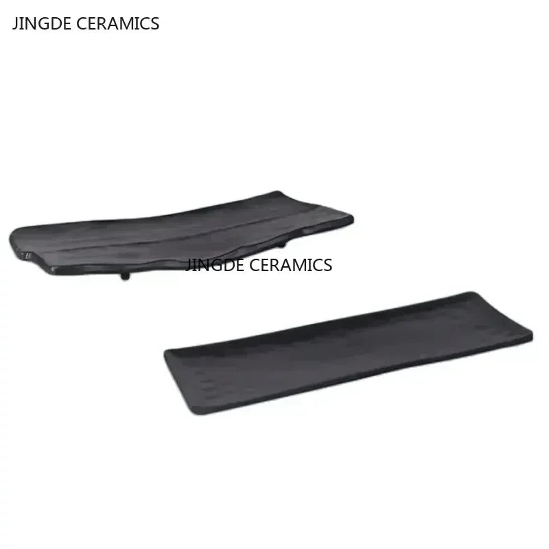 Black Melamine Plate Plastic Barbecue Dish Commercial Cutlery Kitchen Dinner Plates Not Easily Broken Tableware Accessories.