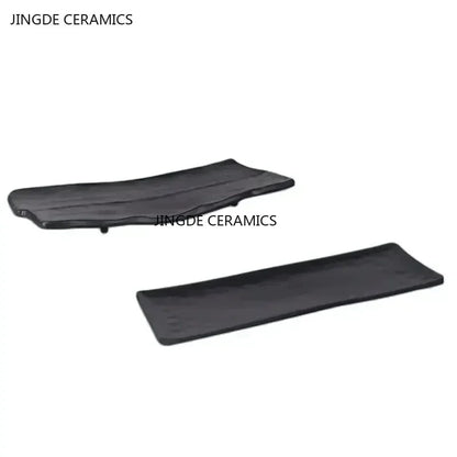 Black Melamine Plate Plastic Barbecue Dish Commercial Cutlery Kitchen Dinner Plates Not Easily Broken Tableware Accessories.