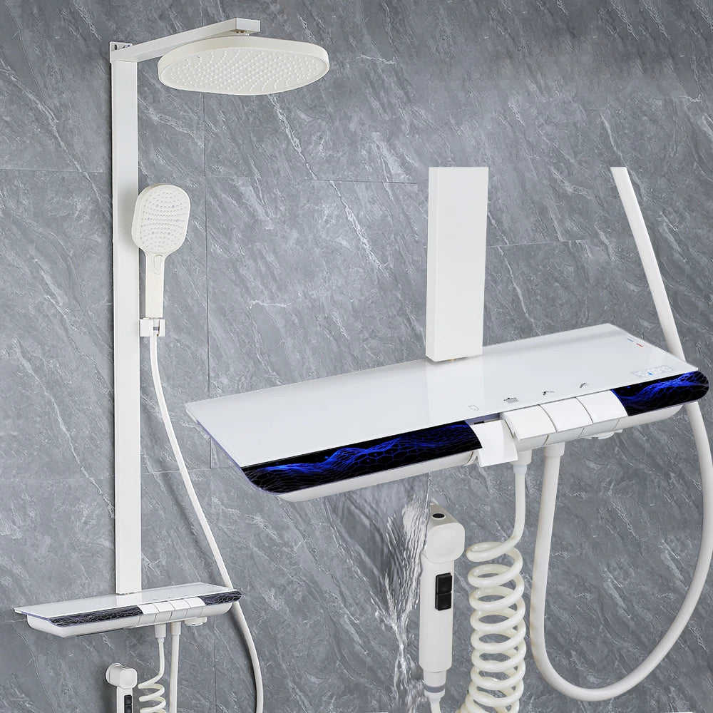 Bluetooth Music Digital Bathroom Shower System Ambient Lighting thermostatic Digital Bathroom Shower Set Faucets Accessories