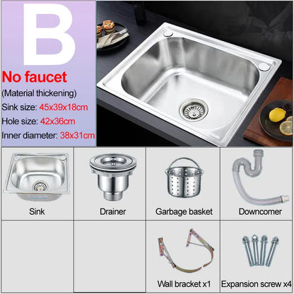 Verdickter Einzelschlitz aus Edelstahl 304 mit Halterung zum Aufhängen an der Wand, Waschbecken, Balkonbecken, Küchenwaschbecken, Waschbecken