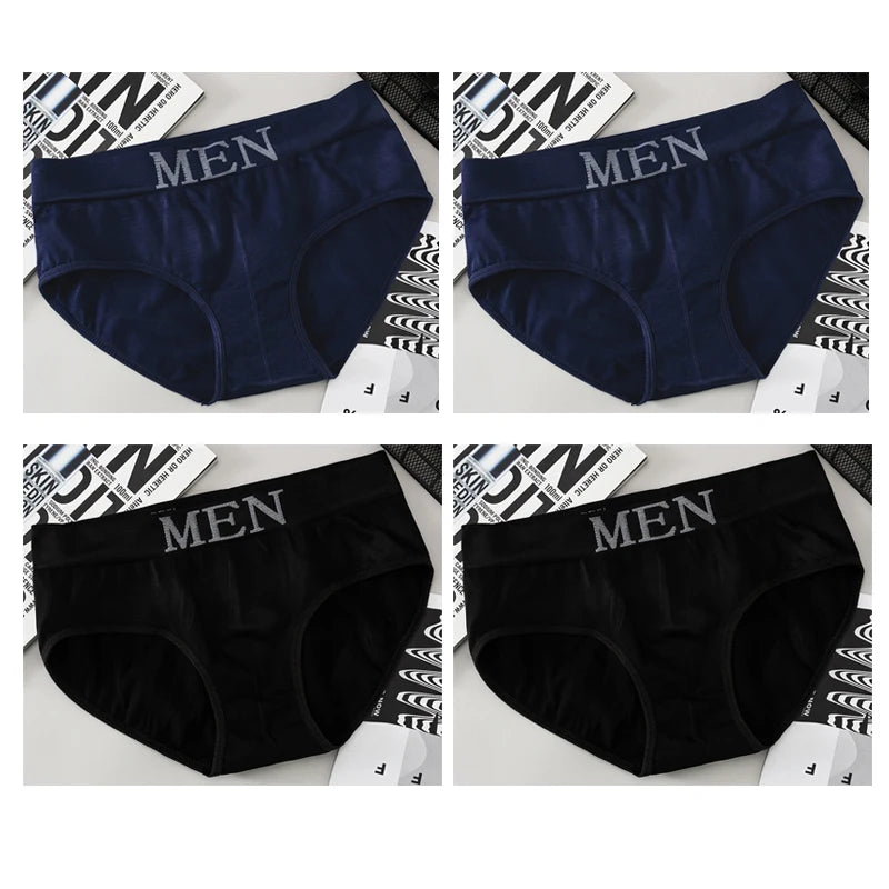 4pcs Mens Sexy Briefs Teenager Sport Underwears Plus Size Fat Men's Underpant Panties Students Breathable Fashion Casual Panties