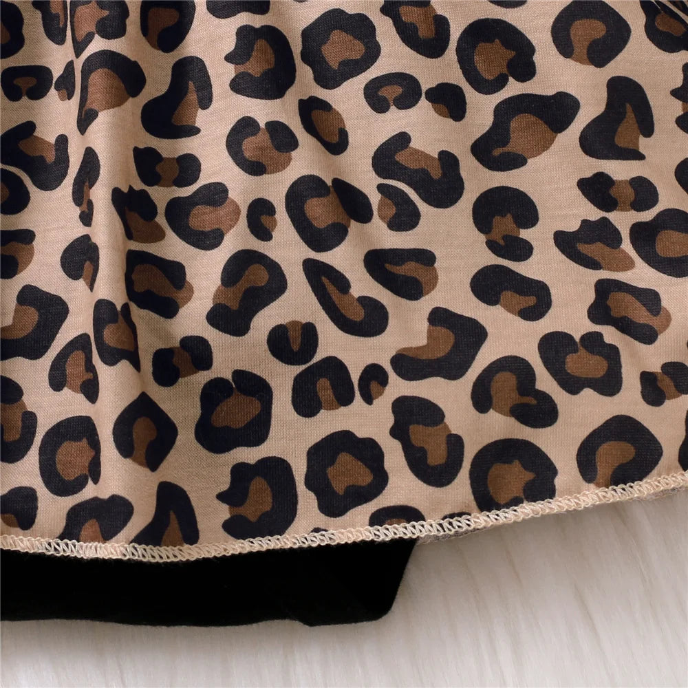 Neugeborene Stram pler Kleid Langarm Leopard Kleider mit Schleife Frühling & Herbst Stram pler Kleidung für Kleinkinder 0-18 Monate.