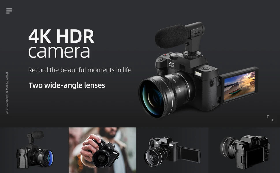 NBD 4K Digital Cameras for Photography,48MP Camera,Travel Vlogging Cameras with 16X Digital Zoom,180°Flip Screen,52mm Macro Lens.