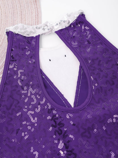 Kind Mädchen Ärmellose Glänzende Pailletten Quaste Boyshorts Kleid Latin Jazz Dance Cha-cha Samba Bühne Leistung Kostüm Dancewear
