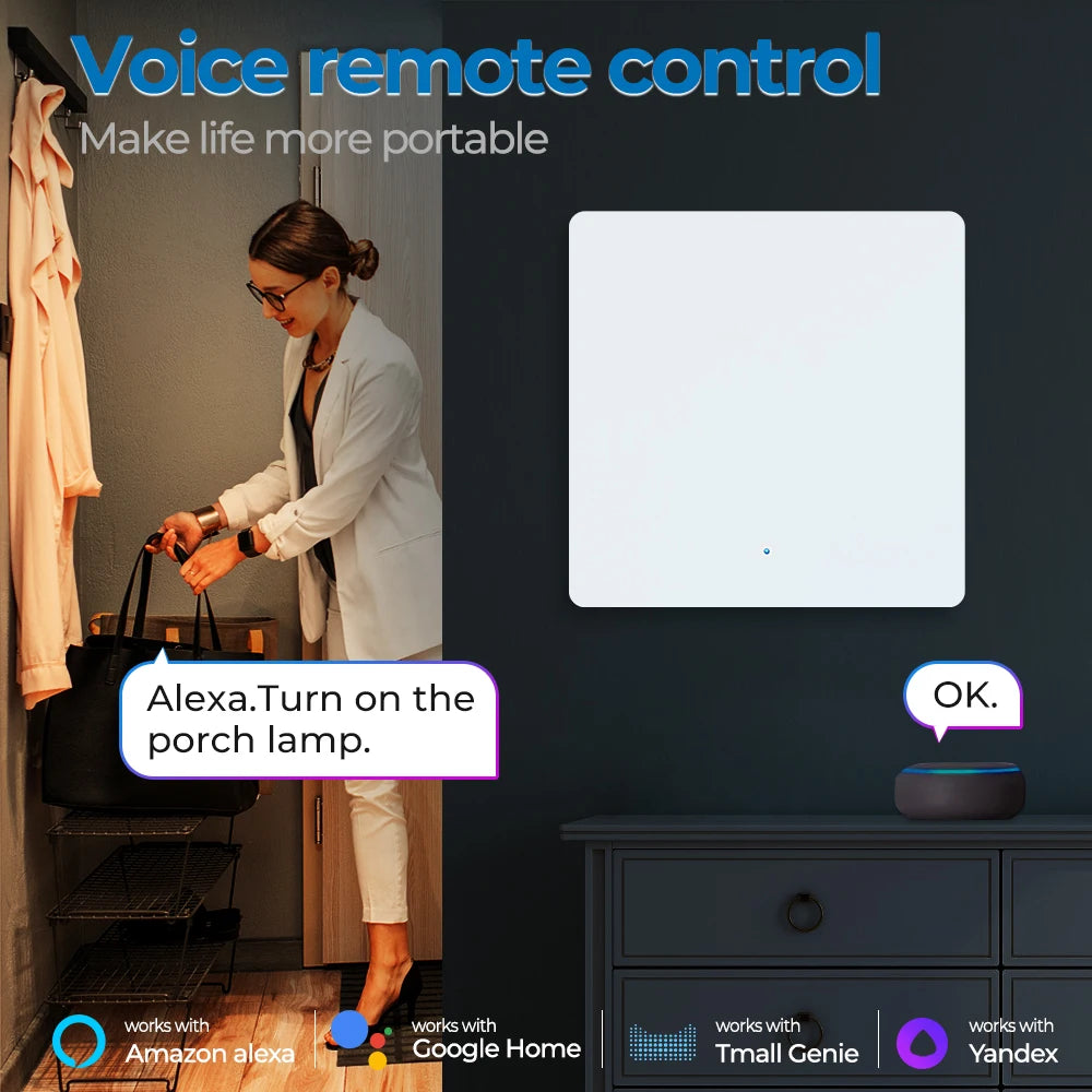 1/2/3gang Tuya EU Zigbee3.0 Smart Switch Kein Neutralleiter Wandlichtschalter Push Button Smart Life APP Funktioniert mit Alexa Google.