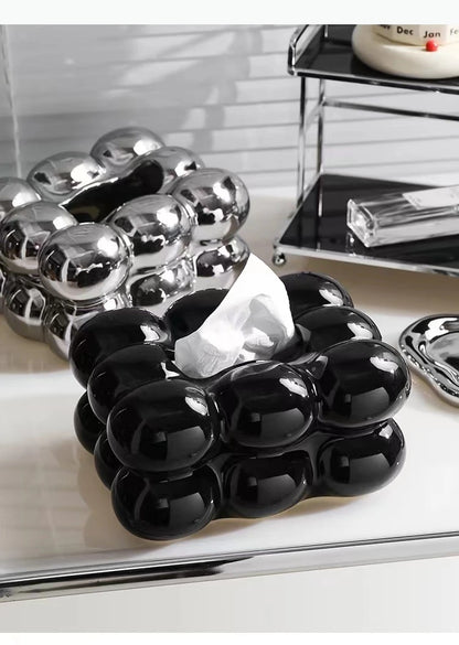 Ceramic Tissue Box Candy Drawer Napkin Paper Drawer Tray Household Storage Dining Table Tissue Box.