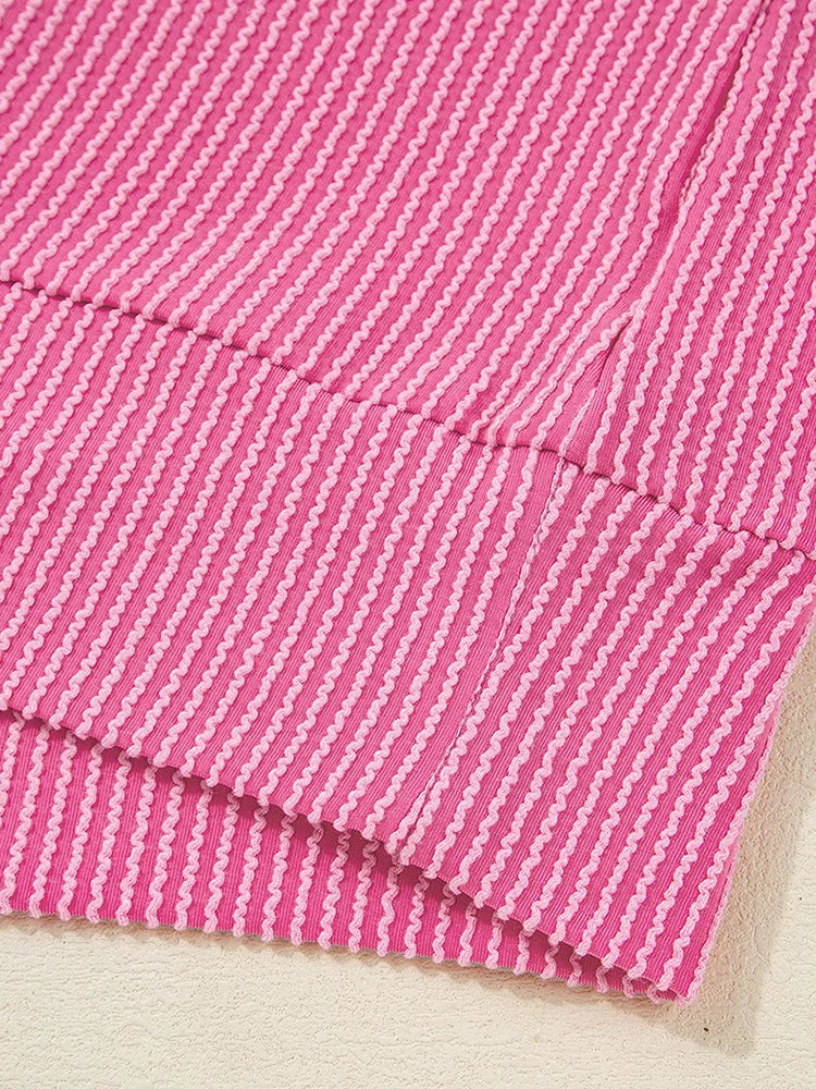 GIBSIE Plus Größe Einfarbig Rippen langarm Sweatshirt Frauen 2025, Herbst Oansatz Casual Lose Passenden Damen Pullover Top.