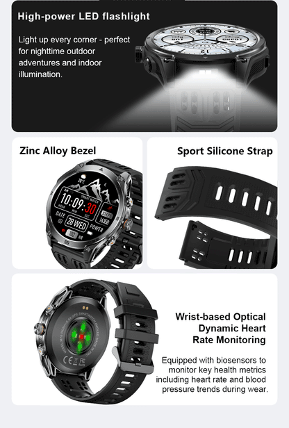 2025New GPS Sports Smart Watch  AMOLED Flashlight 950Mah Battery IP68 Waterproof Fitness Trackr BT Call Smartwatch For Men Women.