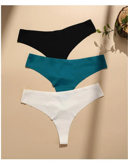 2024 NEW Low Waist Seamless Ice Silk Thongs Cotton Crotch Sexy Women's Underwear Metal Ring Hollow Out Panties Traceless Briefs.