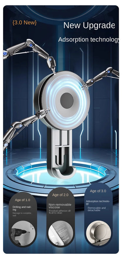 Bewegliches Badezimmerregal ohne Bohren – 30/40/50 cm Saugnapf-Organizer mit Haken/Stange, einfach zu installieren und zu reinigen, wasserdichtes Toilettenregal