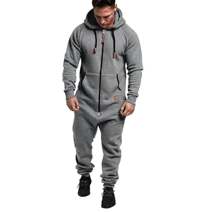 New Custom 3D Full Design Jumpsuit Pajamas Long-sleeved sports pants solid color splicing casual sweater men's zipper hoodie