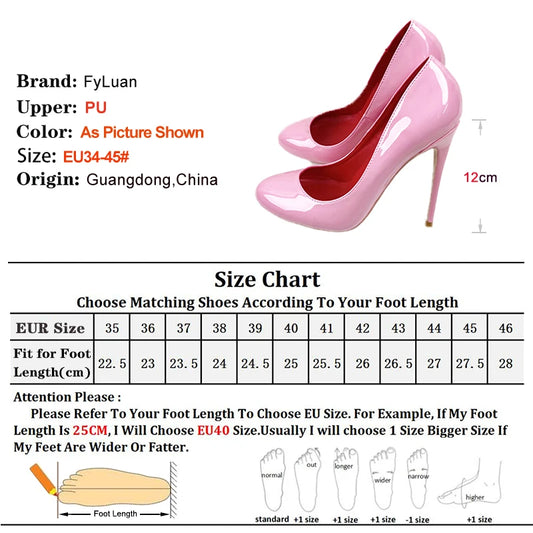 Brand Women Single Shoes 10CM 12CM Super High Heels Fashion Round Toe Stilettos Spring Autumn Female Daily Work Pumps Plus Size.