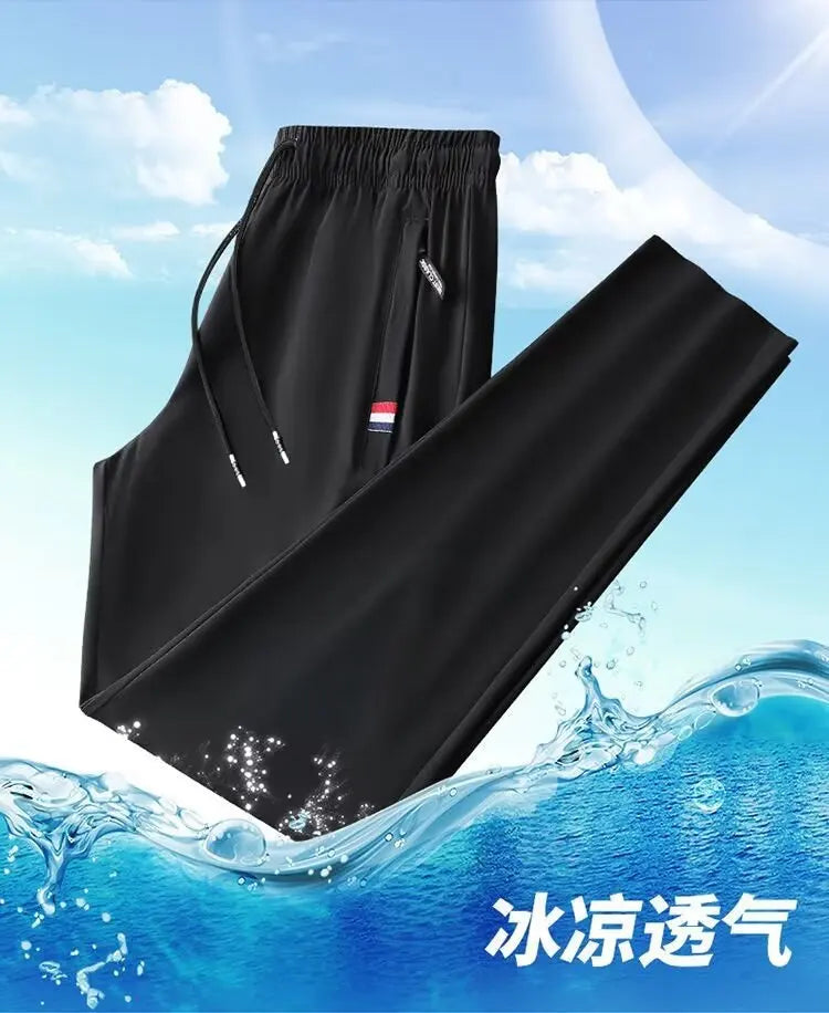 Men's Quick Dry Loose Fit Breathable Summer Lightweight Casual Pants Korean Style Elastic Sweatpants For Men.